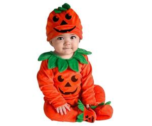 3-Piece Halloween Pumpkin Jumpsuit Set with Hat and Socks | Baby Boy Girl Costume Bodysuit with Long Sleeves Outfit for Cosplay Carnival Role-Playing