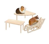 3-Piece Hamster Playground Made of Natural Wood, Climbing Tower Set with Ramp & Pedestal for Hamsters, Gerbils & Dwarf Hamsters, Species-Appropriate Cage Accessories & Decoration for Small Animals