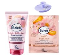 3 Piece Hand Care Set - Hand Cream Bright & Protect SPF 50 75ml + Hand Scrub Wild Rose & Apricot 15ml + Silicone Facial Cleanser - Protection, Care & Gentle Massage