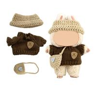 3 Piece Handcrafted Crochet Doll Clothes Set Premium 17cm Dolls Outfit Accessories Maillard Brown Hand Crocheted Sweaters Bag Hat Compatible with 5.91-6.7inch (15-17cm) Dolls