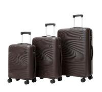 3 Piece Hard Shell Luggage Suitcase Set PP Expandable Handle Lightweight Durable Trolley Travel with 360 Spinner Wheels Inbuilt Lock 20" 24" 28" (Zigzag Grey)