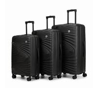 3 Piece Hard Shell Luggage Suitcase Set PP Expandable Handle Lightweight Durable Trolley Travel with 360 Spinner Wheels Inbuilt Lock 20" 24" 28" (Zigzag Black)