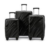 3 Piece Hard Shell Luggage Suitcase Set PP Expandable Handle Lightweight Durable Trolley Travel with 360 Spinner Wheels Inbuilt Lock 20" 24" 28" (Wave Black)