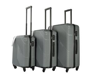 3 Piece Hard Shell Suitcase Set Grey 20 24 28 Inch Spinner Travel Luggage Sturdy
