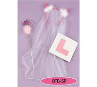 3 Piece Hen Night Do Party accesories Veil Wand and L Plate Bride To Be Set for Hen Stag Party Night