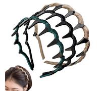 3-Piece High Cranium Headband Set for Women | Non-Slip Artificial Hairbands with Teeth for Volume | Reversible Retro Headwear for Work Travel Daily Elegant Wear