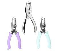 3-Piece Hole Punch, Single Hole Punch for Crafts,Metal Craft Punch, for Crafts Paper Scrapbooking Office Supplies Silver Colour
