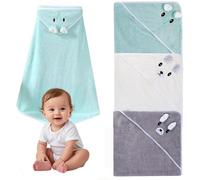 3 Piece Hooded Towel Baby Bath Towel Set 80 X 80 Cm, Baby Towels Newborn Boy Soft Super Absorbent, Cute Unisex Hooded Towel with Pattern 0-5 Year Baby Bath Towel Baby Towel With Hood