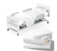 3 Piece Hospital Bed Sheets Set for Home Use & Hospital Care Beds, 1 Fitted Sheet 36"x84"x14", 1 Flat Sheet and 1 Pillowcase, Ultra Soft & Breathable Hospital Bed Sheet Set, White