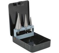 3 Piece HSS 4341 Double Flute Step Drill Bit - 3 Sizes - Precision Hole Drilling Loops Multi One Size