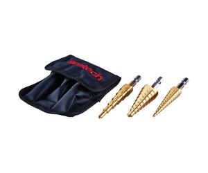 3 Piece HSS high speed steel step drill set, inc hex shank 3YR AMTECH GUARANTEE