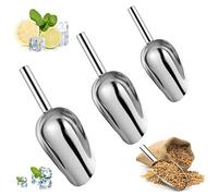 3 Piece Ice Scoop Set, Stainless Steel Weighing Scoop, Flour Scoop, Food Scoop for Bar, Kitchen, Buffet, Party, High Quality and Dishwasher Safe