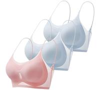 3 Piece Ice Silk Bras for Women, Summer Ultra Thin Womens Sports Bras Full Coverage, Womens Non Wired Full Support Bra, Seamless Gathering Bra, Strap Invisible Anti Sagging Underwear for Women UK
