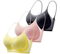 3 Piece Ice Silk Bras for Women, Summer Ultra Thin Womens Sports Bras Full Coverage, Womens Non Wired Full Support Bra, Seamless Gathering Bra, Strap Invisible Anti Sagging Underwear for Women UK