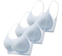 3 Piece Ice Silk Bras for Women, Summer Ultra Thin Womens Sports Bras Full Coverage, Womens Non Wired Full Support Bra, Seamless Gathering Bra, Strap Invisible Anti Sagging Underwear for Women UK