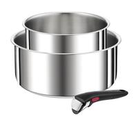 TEFAL Ingenio Set of 3 Saucepans 16/20 cm + Removable Handle, Stackable, Stainless Steel, Induction, Versatility, Space Saving, Preference L9739302, Silver