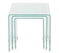 3-Piece Interlocking Table Set - Stackable Transparent Tempered Glass Coffee Console & Side Tables for Living Room Bedroom & Office - Stylish & Versatile Design
