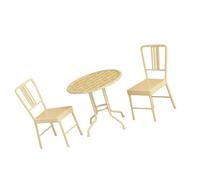 3 Piece Iron Dollhouses Garden Set 1/12 Scale Outdoor Table and Chairs for Miniature Scene Wrought Iron Dollhouses Patio Furniture