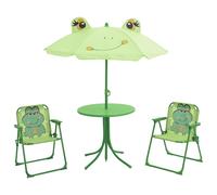 vidaXL 3 Piece Kids' Garden Bistro Set with Parasol Green