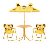 vidaXL 3 Piece Kids' Garden Bistro Set with Parasol Green