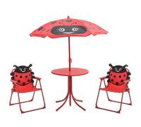 vidaXL 4 Piece Kids' Garden Furniture Set Red Outdoor Table Chair Umbrella