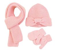 3-Piece Kids Thermal Knitted Hat & Gloves Set - Soft, Thick Cap & Long Scarf Warmer for Girls & Boys 1-3 Years