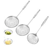 3 Piece Kitchen Long Handle Spider Strainer Set,Stainless Steel Skimmer Spoon for Cooking,41cm/16.14" to 45cm/17.72"
