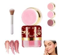 3-Piece Lazy Blush Set, Effortless Radiance in Seconds Quick, Natural-Looking Blush Built-in Mirror, Pocket Blush Palette, Matte Face Blushes Makeup for Cheeks, Enhance Color for Daily (01#)