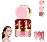 3-Piece Lazy Blush Set, Effortless Radiance in Seconds Quick, Natural-Looking Blush Built-In Mirror, Soft & Fluffy Loose Powder Blush Puff, Suitable for All Skin Tones (01#Coral Red)