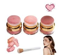 3-Piece Lazy Blush Set - Effortless Radiance in Seconds Quick, Natural-Looking Blush Built-In Mirror, Soft Mushroom-Head Puff, Lightweight and Not Bulky