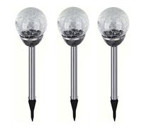 3 Piece LED round Light White Solar Path Lamp Garden Decoration