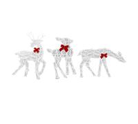 3 Piece Lighted Christmas Deer Family Set with LED Lights, Red Bows for Outdoor Yard Decoration and Indoor Creative Displays