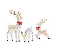 3-Piece Lighted Reindeer Christmas Decorations Outdoor, 2D Lighted Deer Family Outdoor Holiday Decorations Reindeer Set for Yard Lawn Display