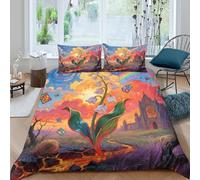 3 Piece Lily of The Valley 3D Printed Duvet Cover And Pillowcase Set Flowers Quilt Covers with Hidden Zipper, Microfibre Fluffy Easy Care Bedding Sets for Teens And Adults King（220x240cm）