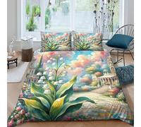 3 Piece Lily of The Valley 3D Printed Duvet Cover And Pillowcase Set Flowers Quilt Covers with Hidden Zipper, Microfibre Soft Hypoallergenic Bedding Set for Kids Boys Girls King（220x240cm）