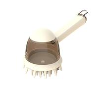 3-piece liquid storage integrated pet brush silicone soft-bristle massage bath brush cat and dog hanging cleaning and care tool(White)