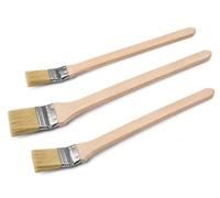 3 Piece Long Handle Paint Brush Set - 1.5", 2" & 3" Angled Radiator Brushes with Wooden Handles - Professional Decorating Paint Brushes for Walls, Ceilings, Corners, Fences & Hard-to-Reach Areas