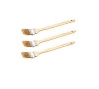 3 Piece Long Handle Paint Brush Set - Radiator & Angled Decorating Brushes - Wood Handle DIY Painting Tools for Walls, Ceilings, Corners & Hard-to-Reach Areas - Professional Home Decorating Brush Set