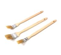 3 Piece Long Handle Paint Brush Set - Radiator & Angled Decorating Brushes - Wood Handle DIY Painting Tools for Walls, Ceilings, Corners & Hard-to-Reach Areas - Professional Home Decorating Brush Set