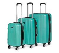 3 Piece Luggage, Hard Shell Suitcase Travel Set & Lock - Teal