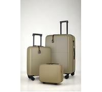 JLY Premium Olive Green Luggage Set of 3 - Makeup Case + Cabin + Large Suitcase - 100% Covestro PC Hard Shell - Spinner Wheels - TSA Lock - Lightweight Travel Luggage Set for Women & Men