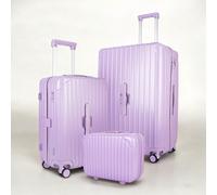 3-Piece Luggage Set with Vanity Case, Carry-On & Large Suitcase (Oxyn Black) JLY Lilac Large