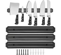3 Piece Magnetic Knife Strips, 33cm/13inch Magnet Knife Holder for Wall, Magnetic Knife Rack Set, Load-Bearing 500-800g Knife Magnet, Black Multipurpose Tool Holder, for Kitchen, Workshop, Office