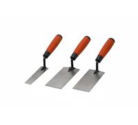 3 Piece Margin Trowel Set - 30mm, 38mm & 51mm Hardened Steel Blades - Soft Grip Handle - Plastering & Finishing Trowels for Cement, Mortar & Masonry Work