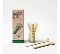 3-Piece Matcha Tea Tool Set - Handmade Bamboo Whisk (Chasen), Traditional Scoop, and Ceramic Whisk Holder - Japanese Matcha Accessories for Tea Lovers (No Sifter)