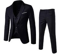 3-Piece Mens Charm Suit Blazer Jacket & Vest & Pants Formal Classic Business Jacket Suits Casual Luxury Vintage Retro Smart Wedding Party Dinner Suits Jacket Waistcoat Size M-XXXL