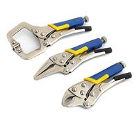 3 Piece Mini Adjustable Locking Mole Grip Pliers & Welding C-Clamp Set
