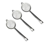 3-Piece Mini Fine Mesh Strainer Set for Tea, Coffee, Cocktails, and Juices - Durable Stainless Steel with Heat-Resistant Handle