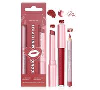 3-Piece Mini Lip Kit in Berry Velvet - Matte Lipstick, High-Shine Lip Gloss & Liner Pencil, Deep Berry Colour, Long-Wearing Smudge-Resistant Makeup for Women, Easy Layering, Contour
