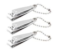 3-Piece Mini Nail Clipper Set with File & Keychain - Compact, Stainless Steel Nail Cutters for Travel, Thick Nails, and Precision Trimming (Silver)